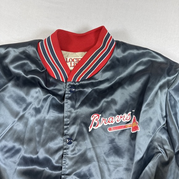 Atlanta Braves MLB Baseball Locker Line Vintage Jacket 1991 Size Extra Large XL - Picture 2 of 16